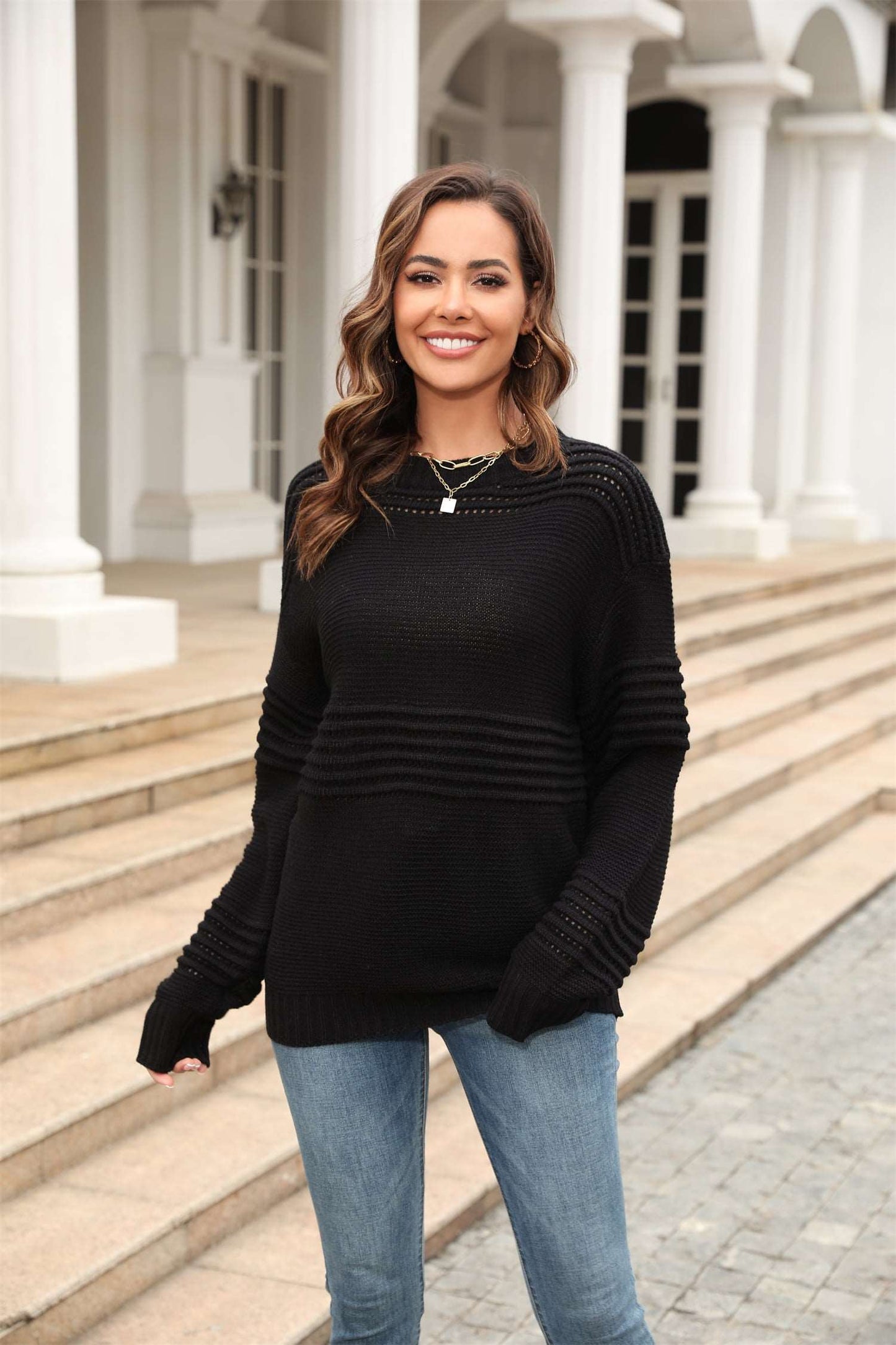 A Chic Long Sleeve Pullover Sweater