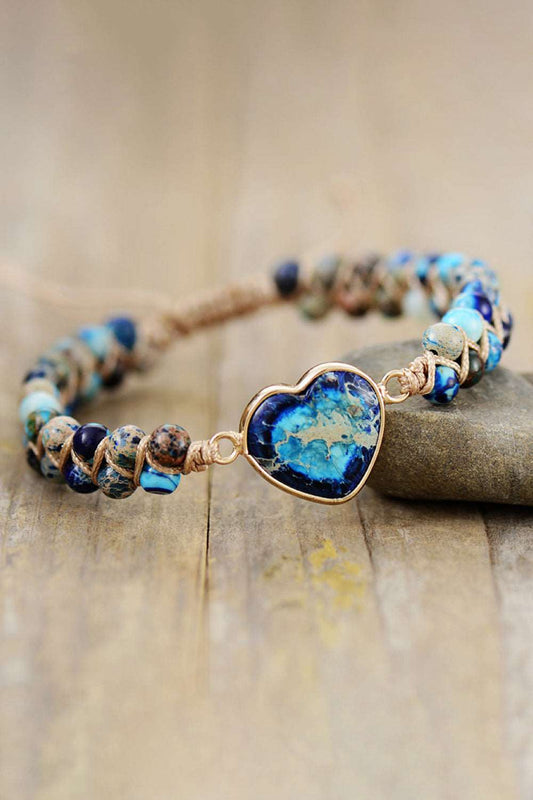 JA Handmade Heart Shape Natural Stone Bracelet
