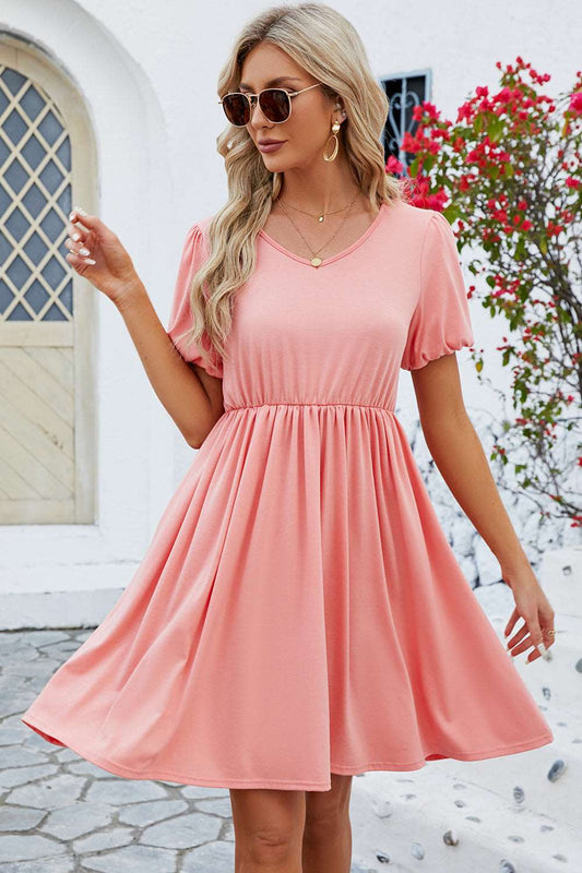 A Dress Balloon Short Sleeve Dress