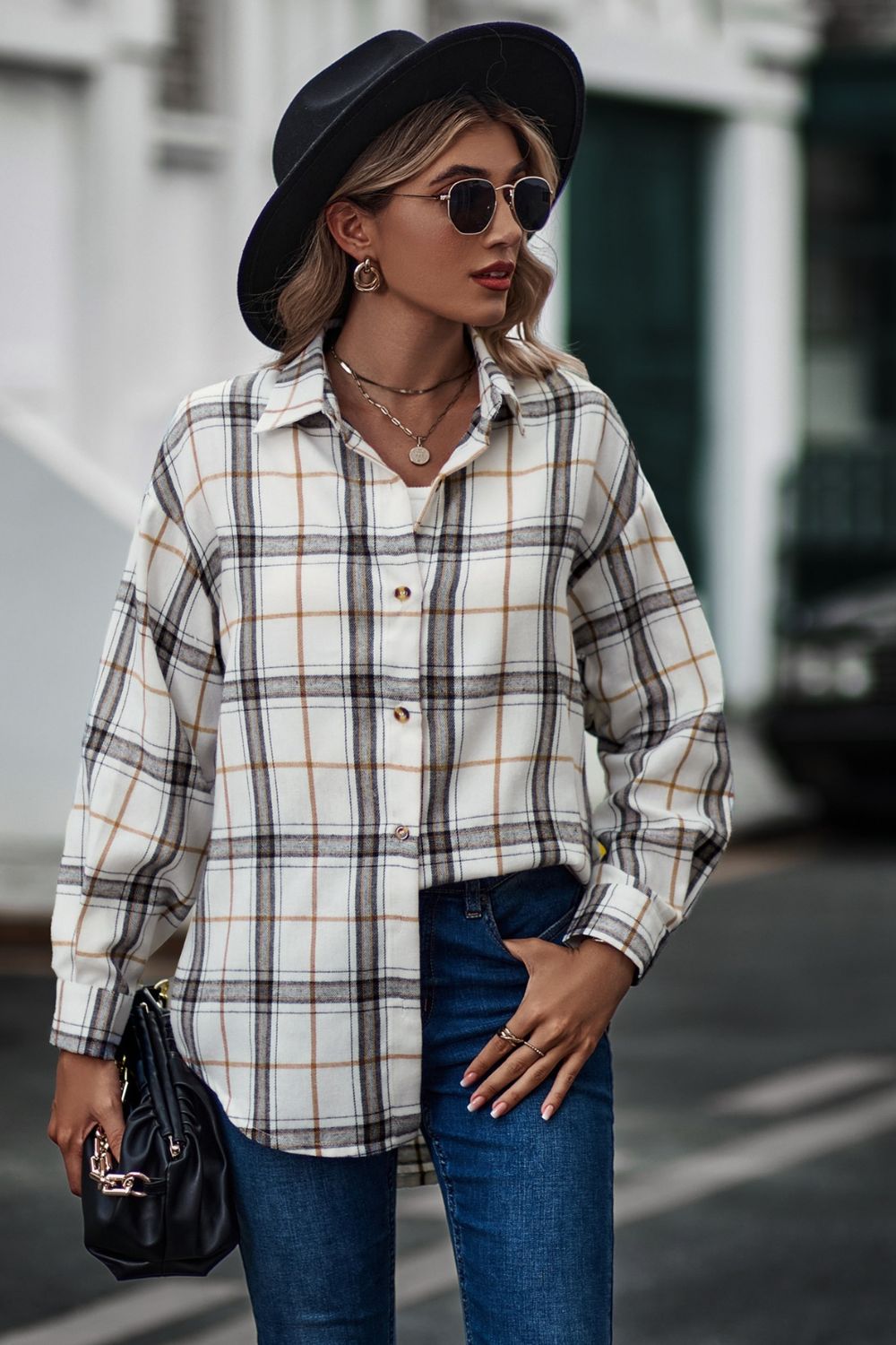 A Flannel Plaid Long Sleeve Shirt