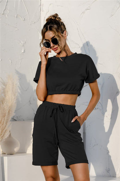 Sets A Cropped Top and Shorts Lounge Set