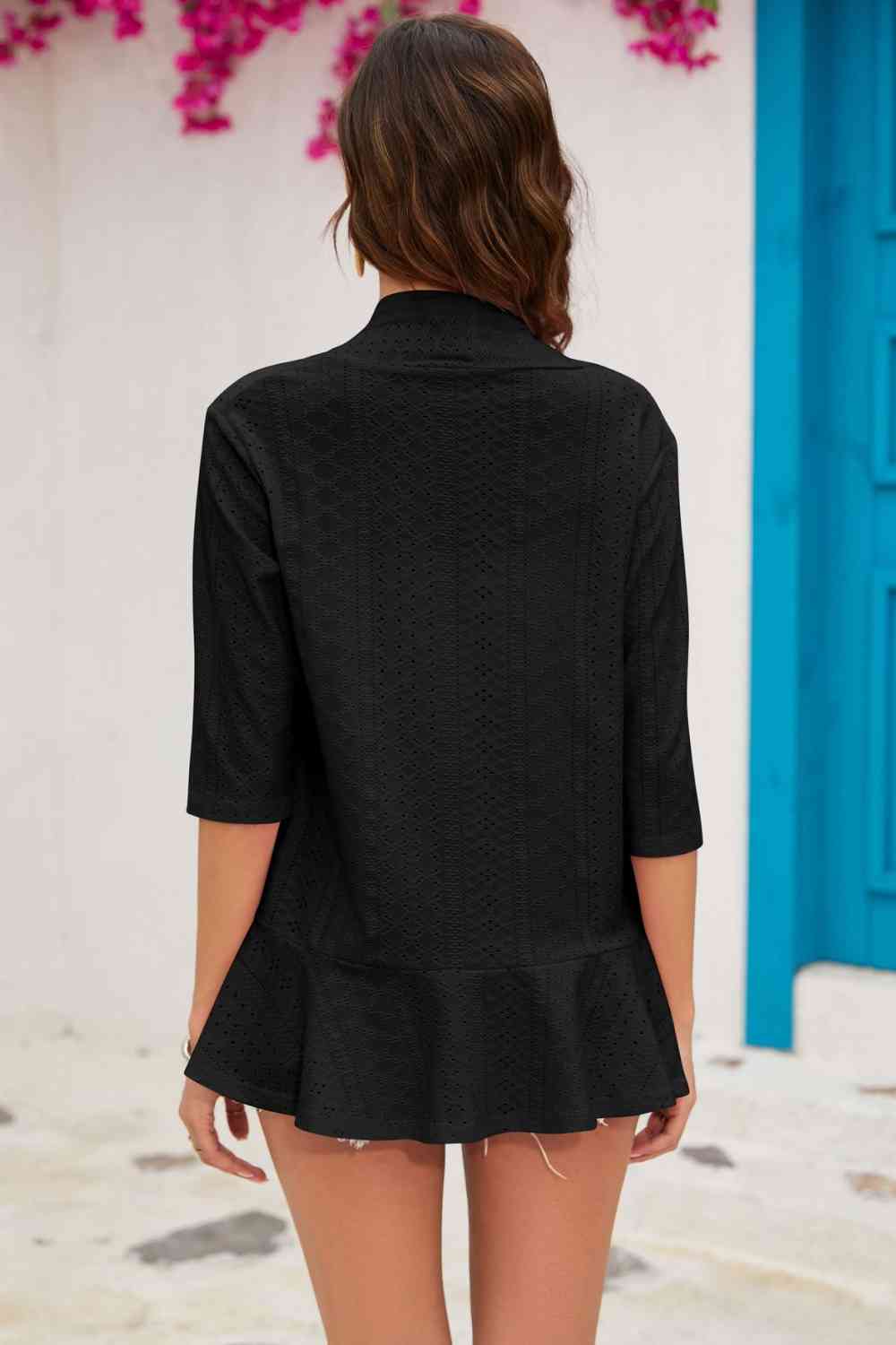 A Half Sleeve Open Front Cardigan