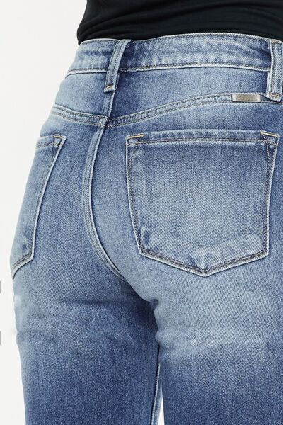 A Kancan High Waist Distressed Hem Cropped Jeans