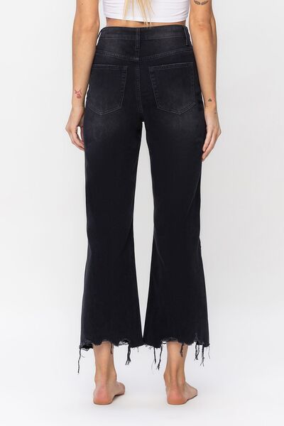 A Crop Vintage High Waist Distressed Flare Jeans