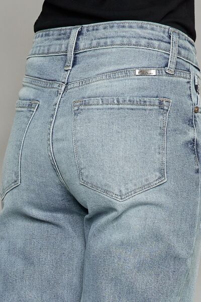 A Kancan High Waist Raw Hem Cropped Jeans