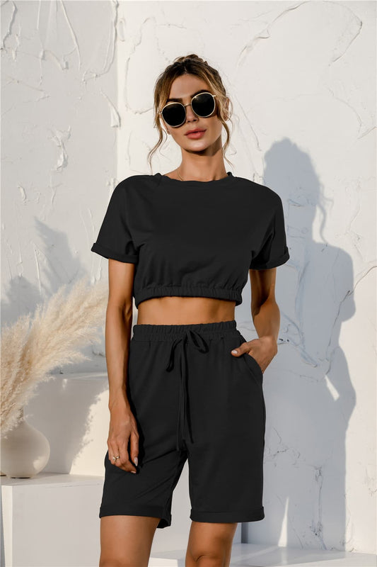 A Cropped Top and Shorts Lounge Set