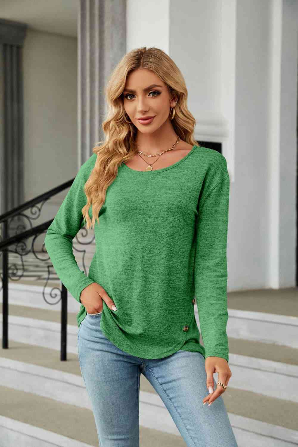 A Cozy Solid Long Sleeve T-Shirt