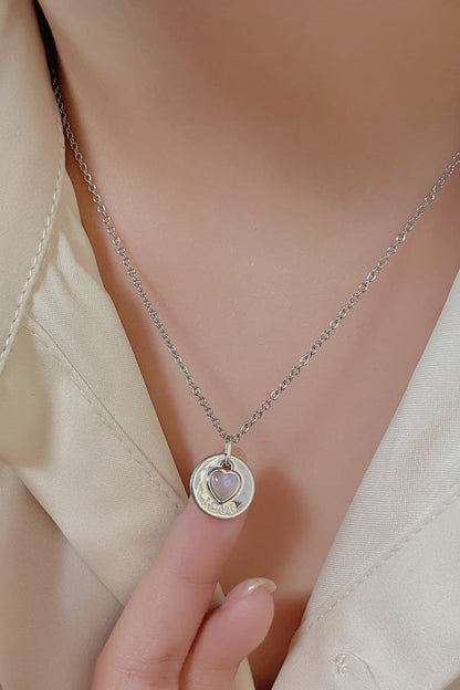JA Heart Moonstone LOVE Pendant Silver Necklace